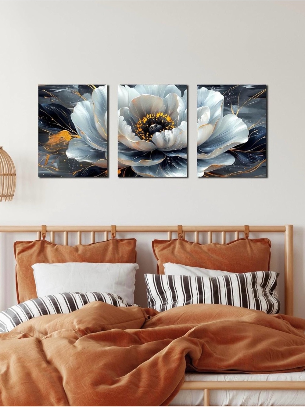 Flower Pictures Wall Art for Living Room - Modern Office Artwork Wall Decor - Picture 4 of 7